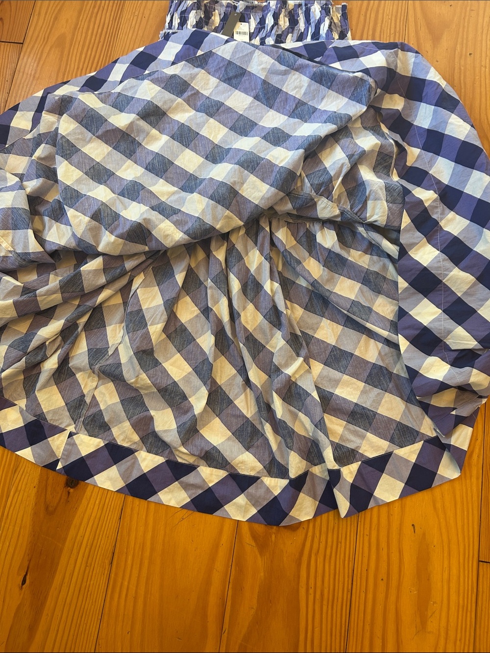 Anthropologie Blue and White Gingham Midi Dress - Picture 6 of 7
